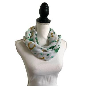 Shamrock + Horseshoe Multi Print Saint Patrick’s Day Fashion Scarf Size OSFM